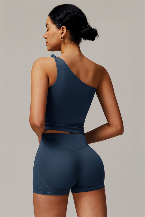 The Luxe One-Shoulder Crop Top Shorts 2-Piece Set