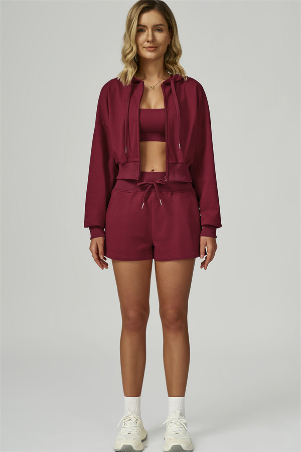 The FlexFit Crop Hoodie Shorts 2-Piece Set