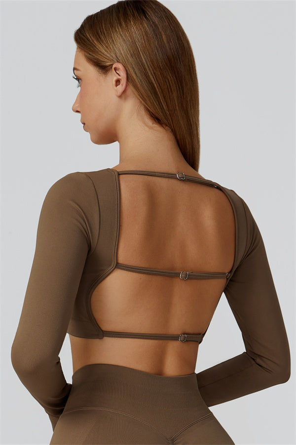 The Reign Long Sleeve Crop Top Roman Brown