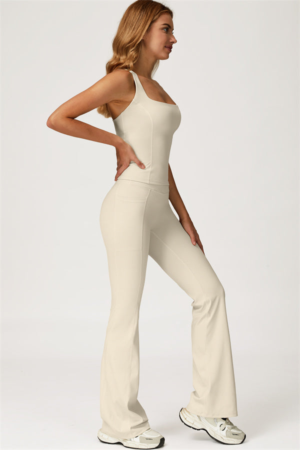 The Glacier Crop Tank Flared Leggings 2-Piece Set