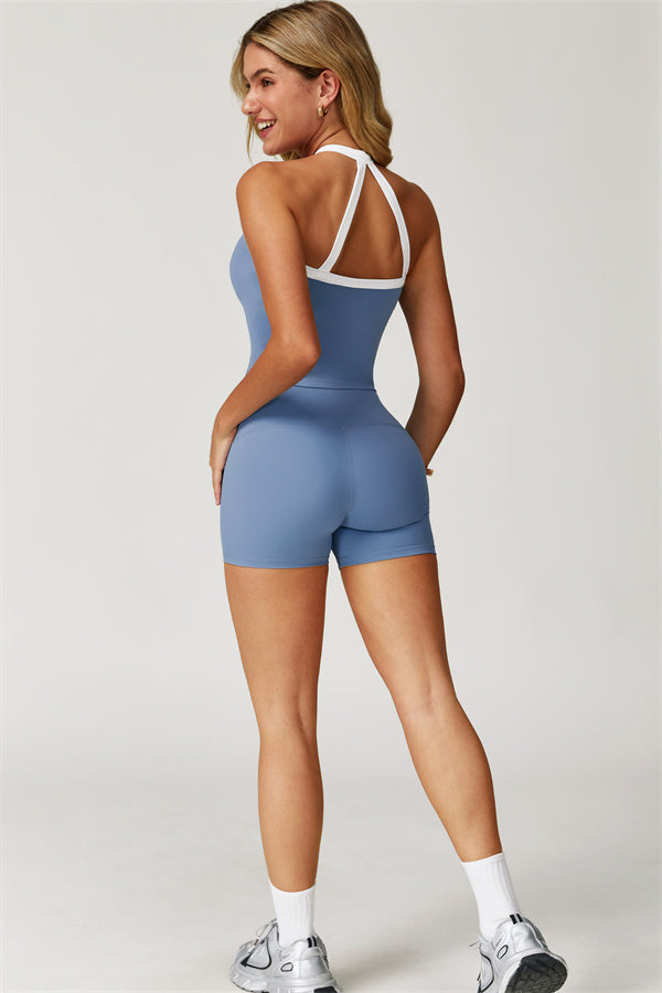 The Quest Cross Back Crop Top Shorts 2-Piece Set