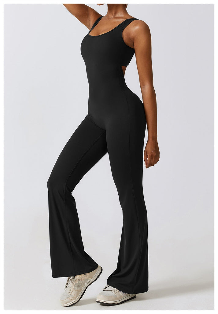 Scrunch V Back Flared Jumpsuit