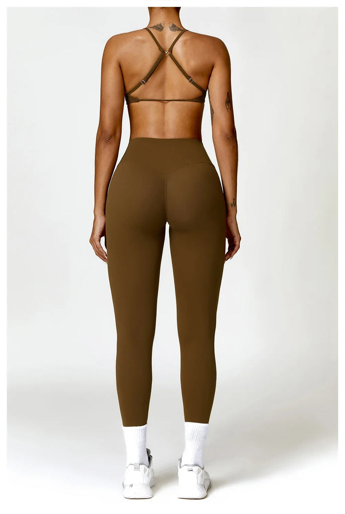 Rachel Sport Bra & Legging Set Brown