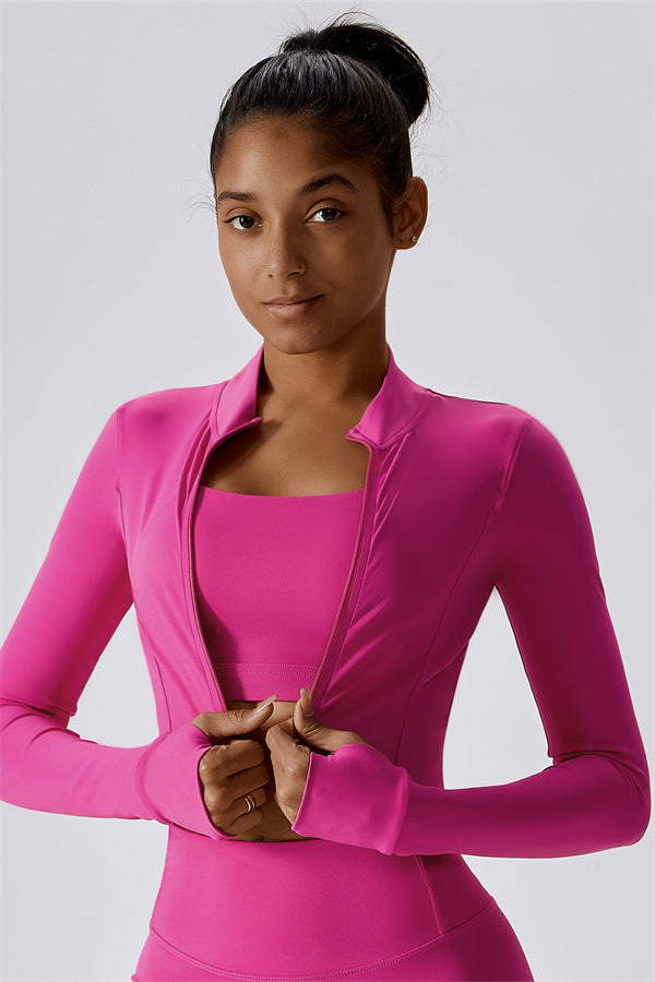 The Eloise Longsleeve Zip Jacket Raspberry