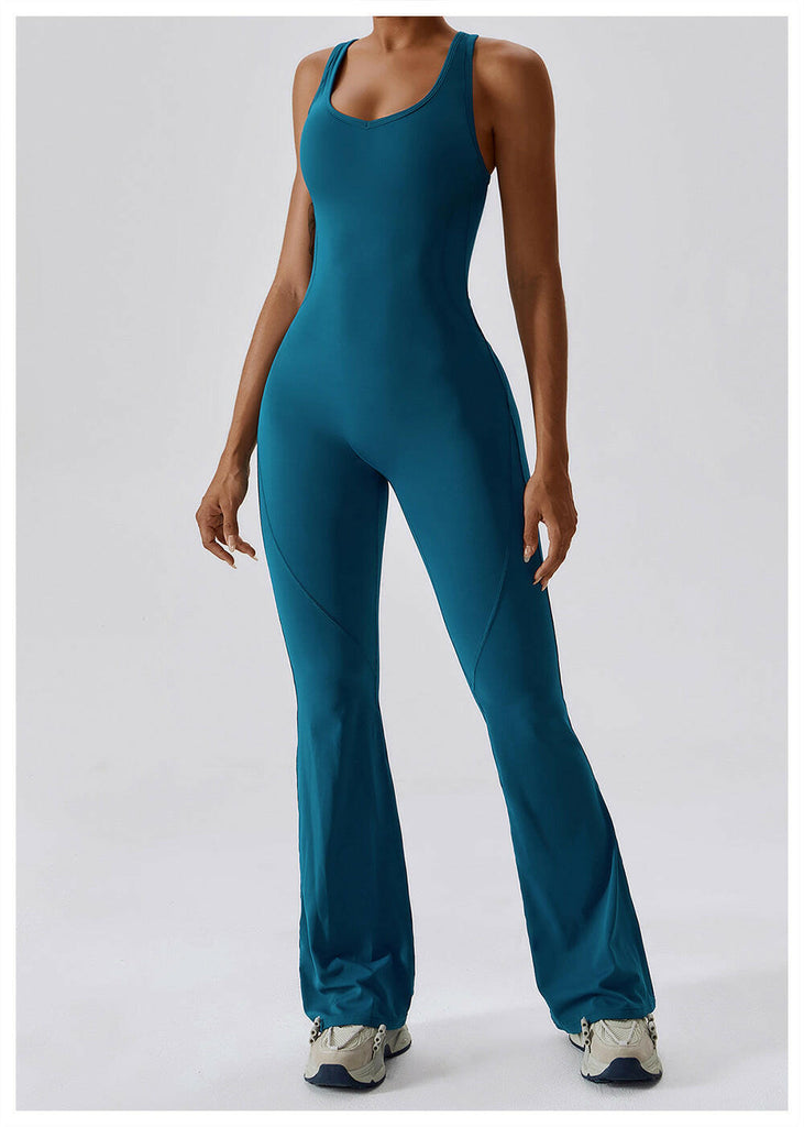 Lea Sculpt Flared Jumpsuit Ocean blue