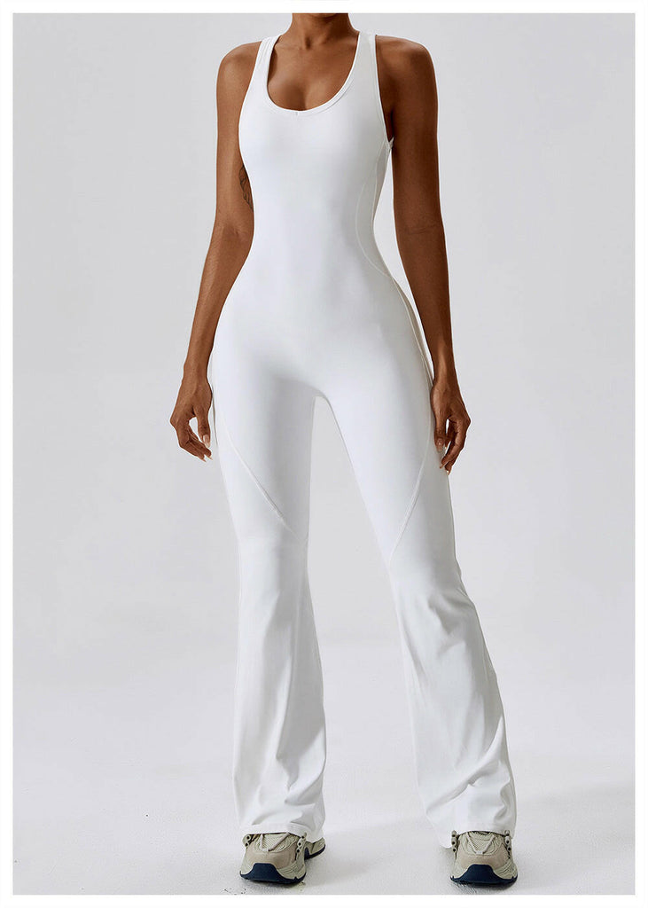 Lea Sculpt Flared Jumpsuit White