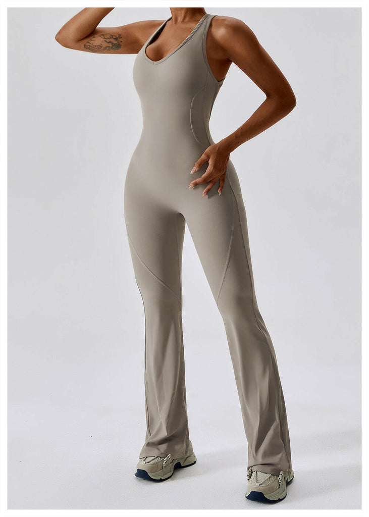 Lea Sculpt Flared Jumpsuit Stone