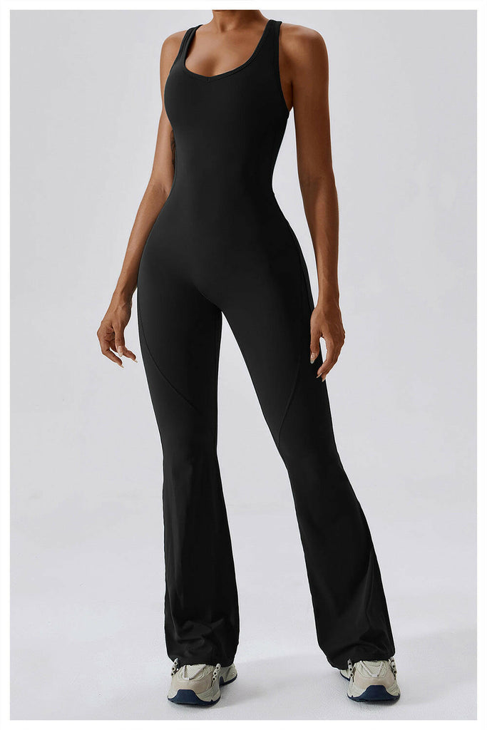 Lea Sculpt Flared Jumpsuit Black