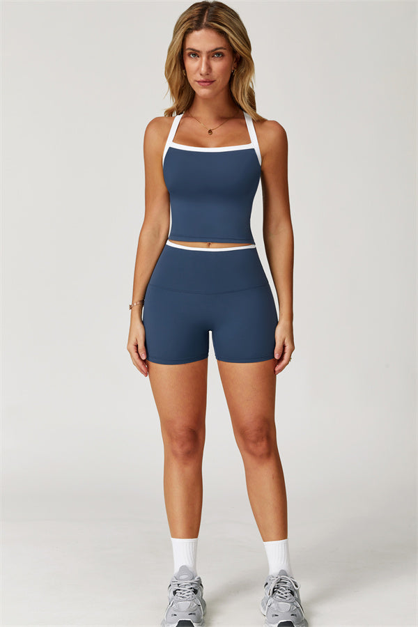 The Quest Cross Back Crop Top Shorts 2-Piece Set