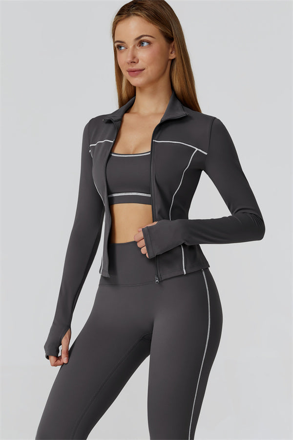 The Venus Zip Top Sports Bra Leggings 3-Piece Set