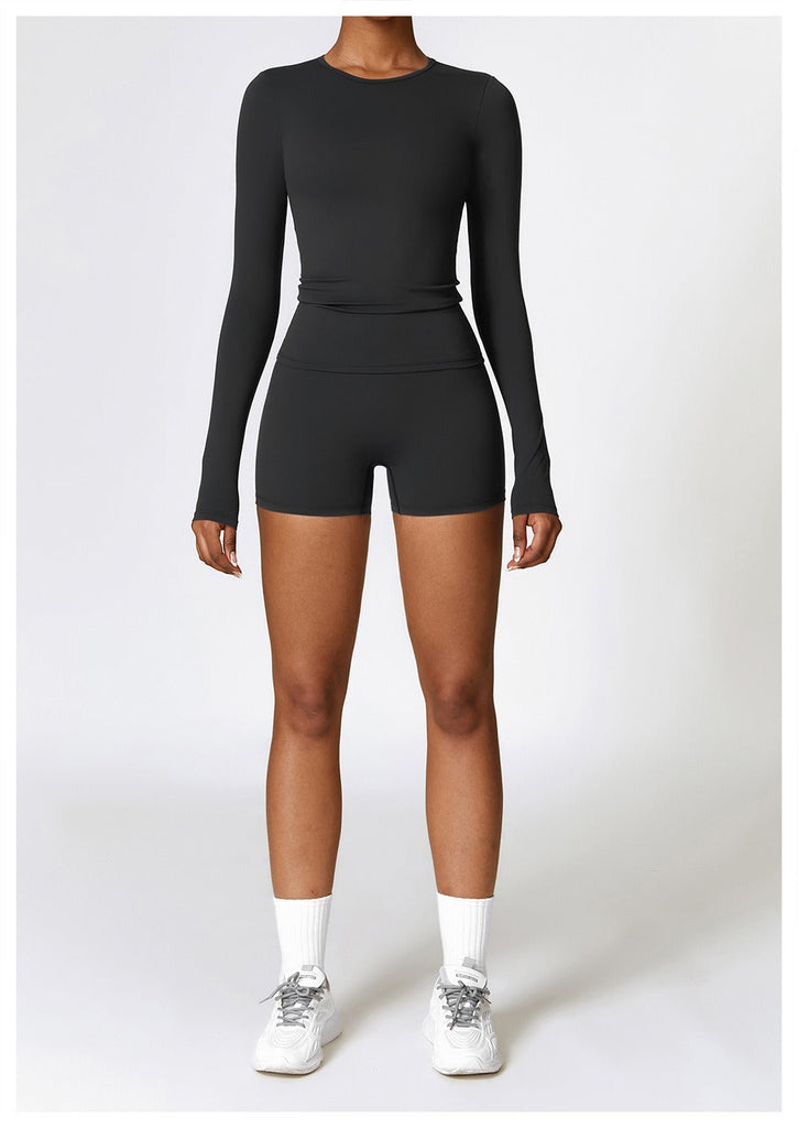 Butter Longsleeve Top & Shorts Set Black
