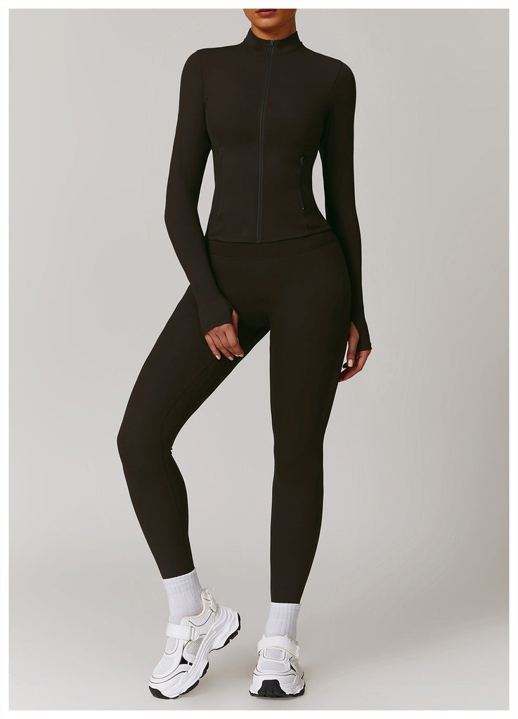Marian Longsleeve Zip Top & Leggings Set Espresso