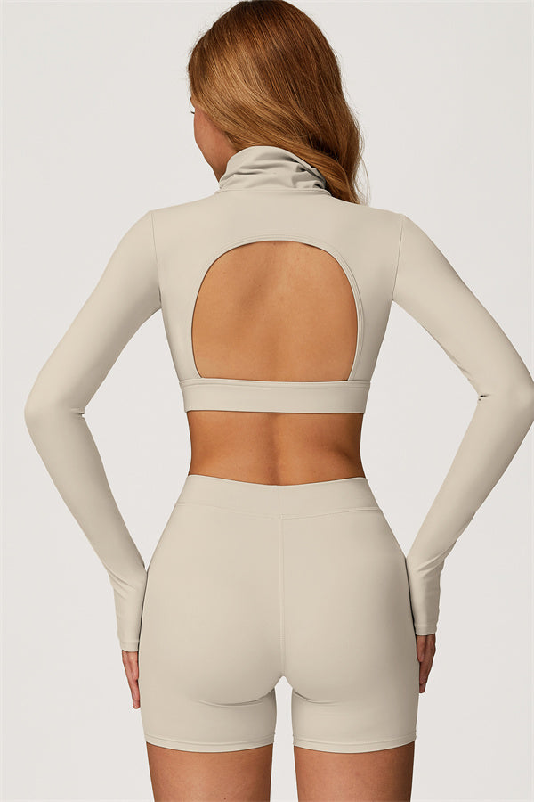 The Axis Crop Top Shorts 2-Piece Set Almond