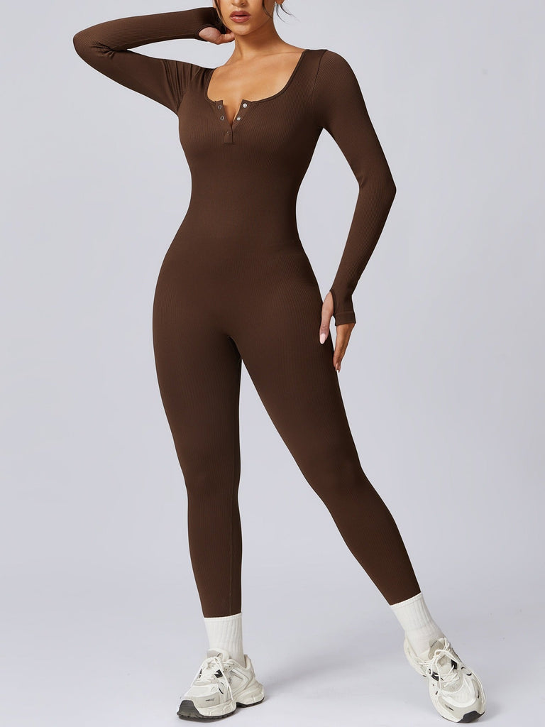 Buttoned Snatched Scoop Jumpsuit