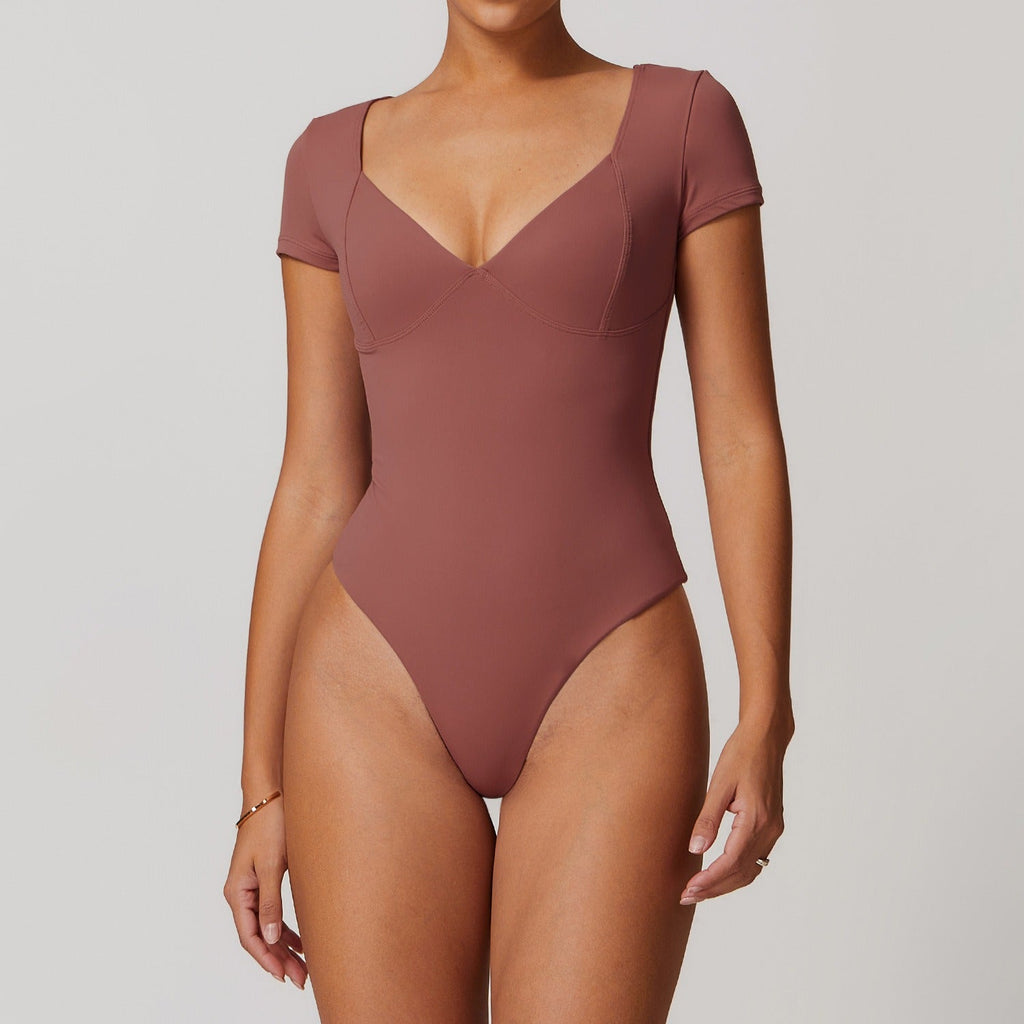 Emmeline Plunge Cut Bodysuit Mauve