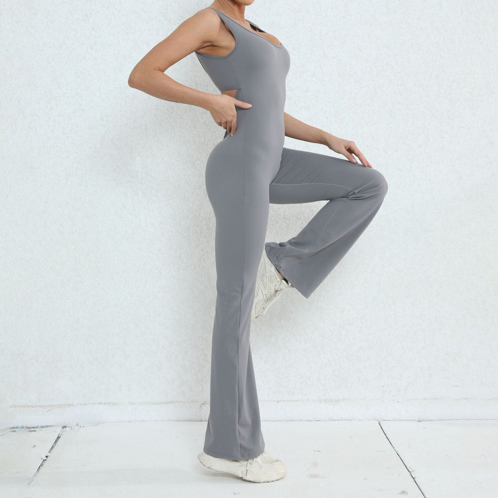 Scrunch V Back Flared Jumpsuit