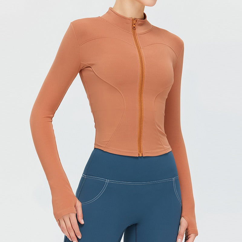 Malia Longsleeve Zip Top Coral