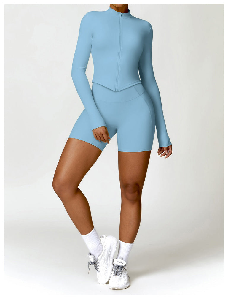 Supreme Zip Longsleeve Top & Shorts Set