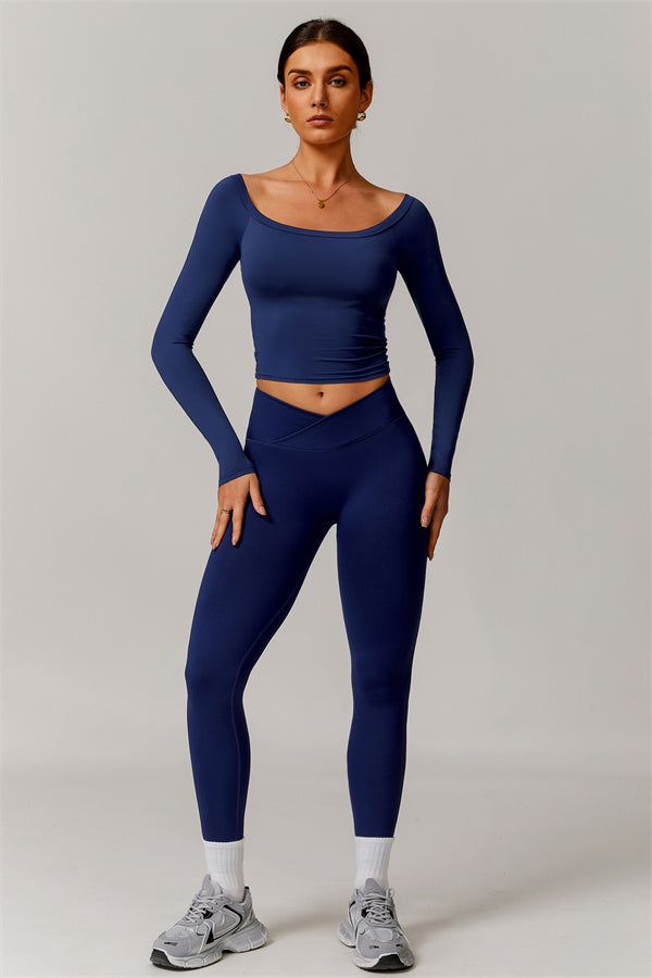 The Vivid Long Sleeve Crop Top Leggings 2-Piece Set