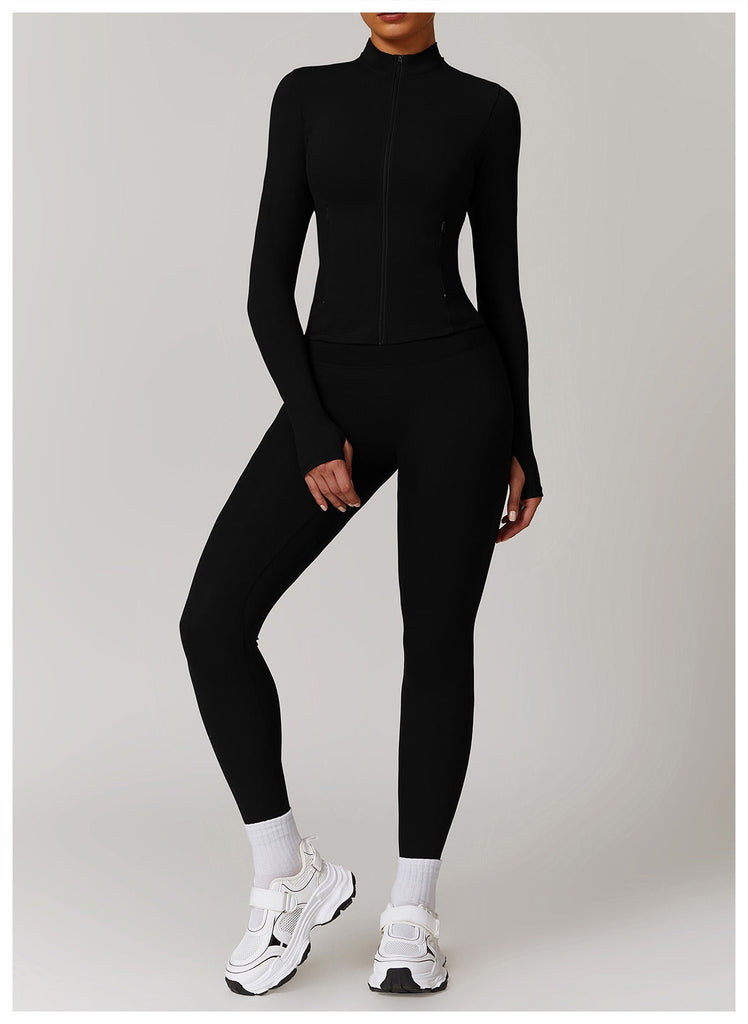Marian Longsleeve Zip Top & Leggings Set Black