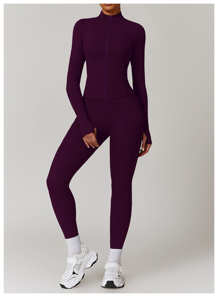 Marian Longsleeve Zip Top & Leggings Set Plum