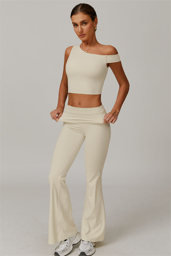 The Pearl Crop Top Flared Leggings 2-Piece Set