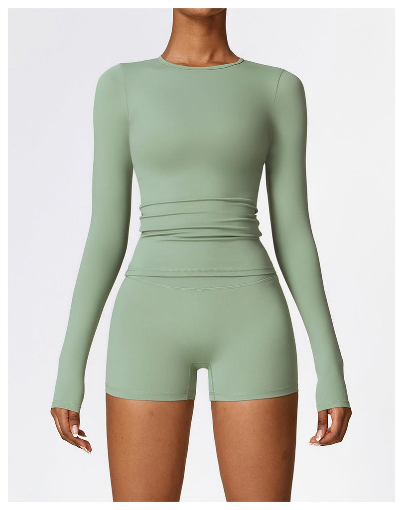 Butter Longsleeve Top & Shorts Set Bamboo green