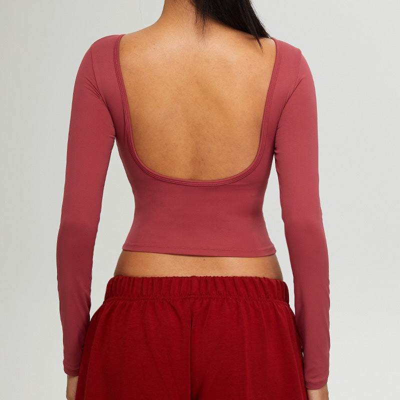 Jayla Backless Longsleeve Top Burgundy
