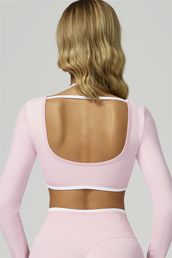 The Prime Line Long Sleeve Crop Top Shorts 2-Piece Set