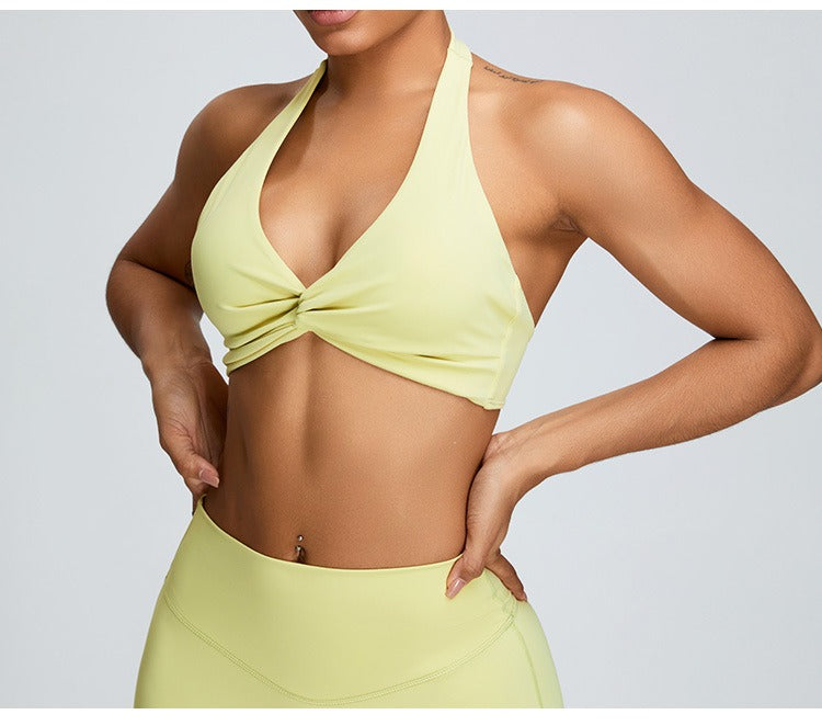 Serenity Halter Twist Top Lemon