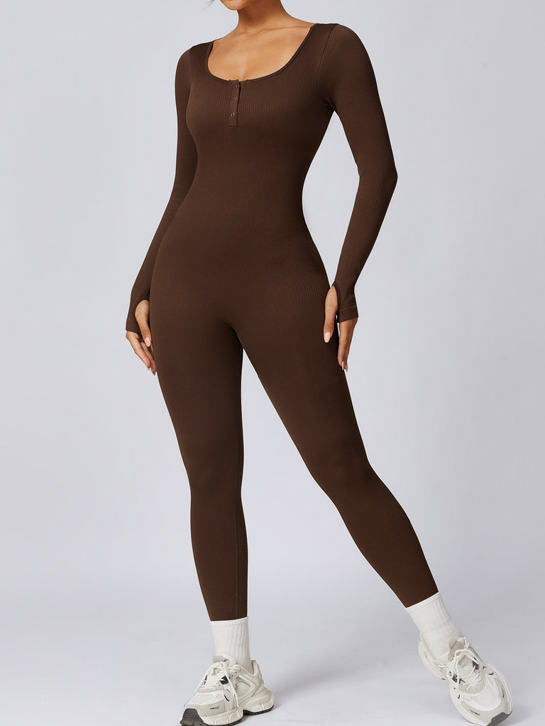 Buttoned Snatched Scoop Jumpsuit