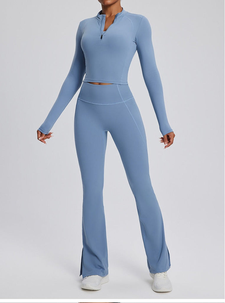 Dara Longsleeve Top & Flared Set Chambray
