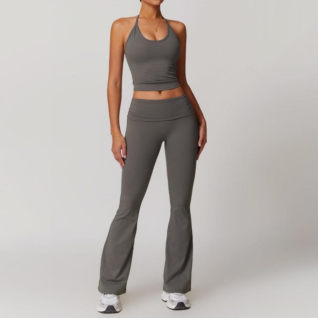 Ayla Halter Top & Flared Set Graphite