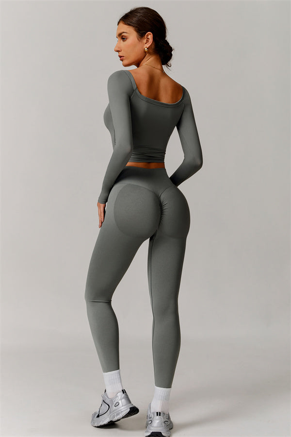The Vivid Long Sleeve Crop Top Leggings 2-Piece Set