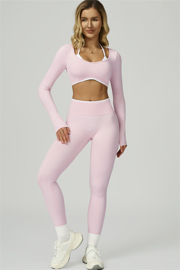 The Prime Line Long Sleeve Crop Top Leggings 2-Piece Set