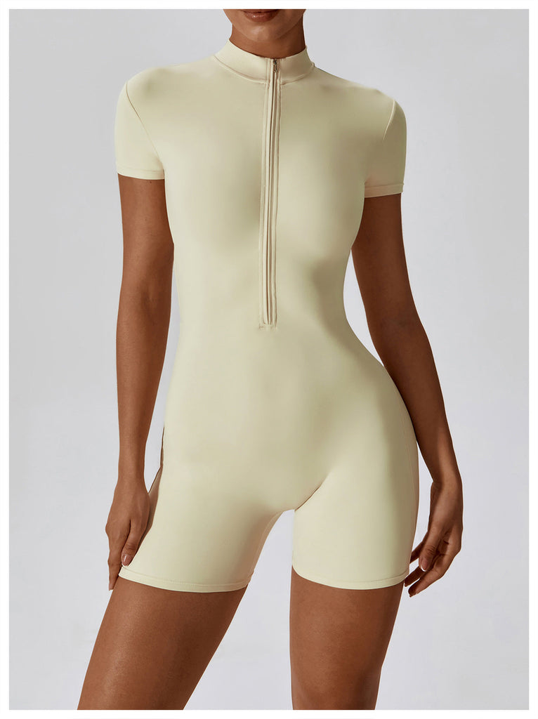 Super Sculpt Short Sleeve Romper (size down) Cream