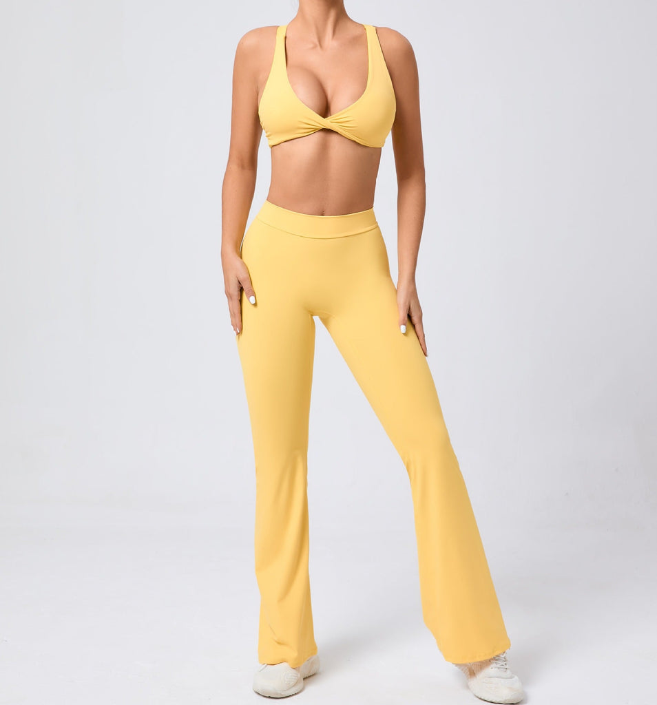 Tyla Bra Top & Flared Set Yellow