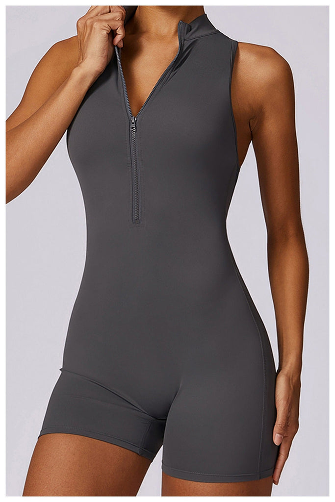 Super Sculpt V Back Romper Graphite