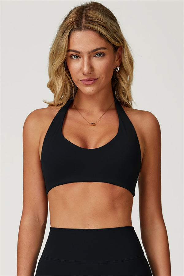 The Boost Halter Sports Bra Black