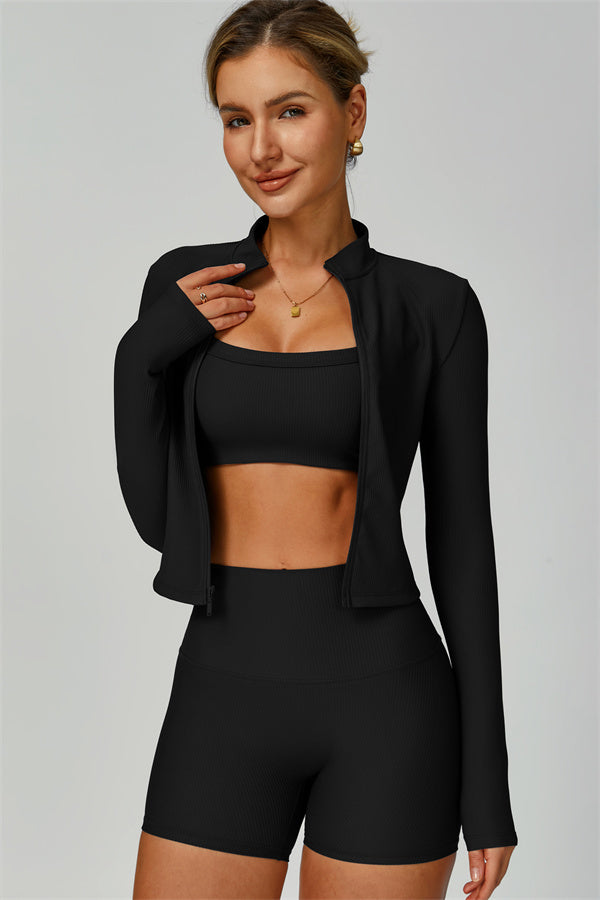 The Burst Jacket Sports Bra Shorts 3-Piece Set