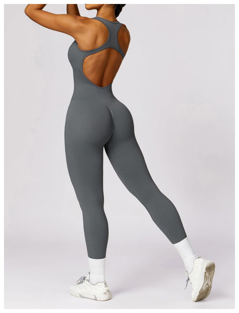 Mila Backless Racer Jumpsuit Graphite