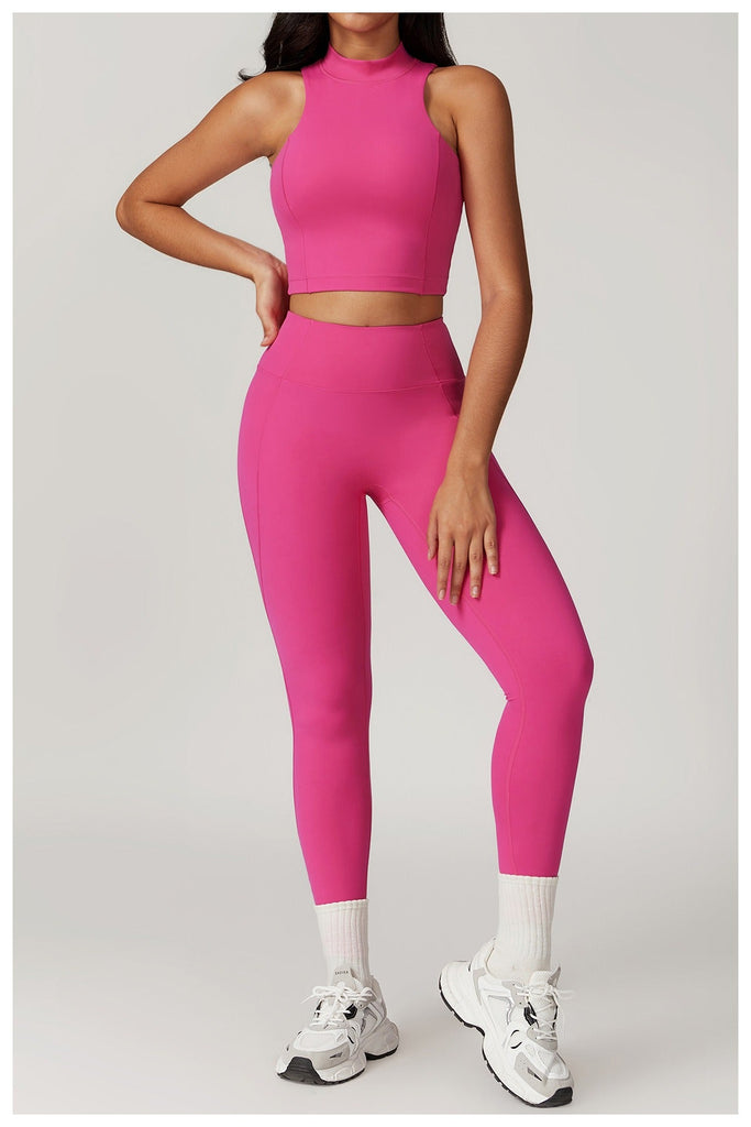 Mira Crop Top & Leggings Set Hot pink