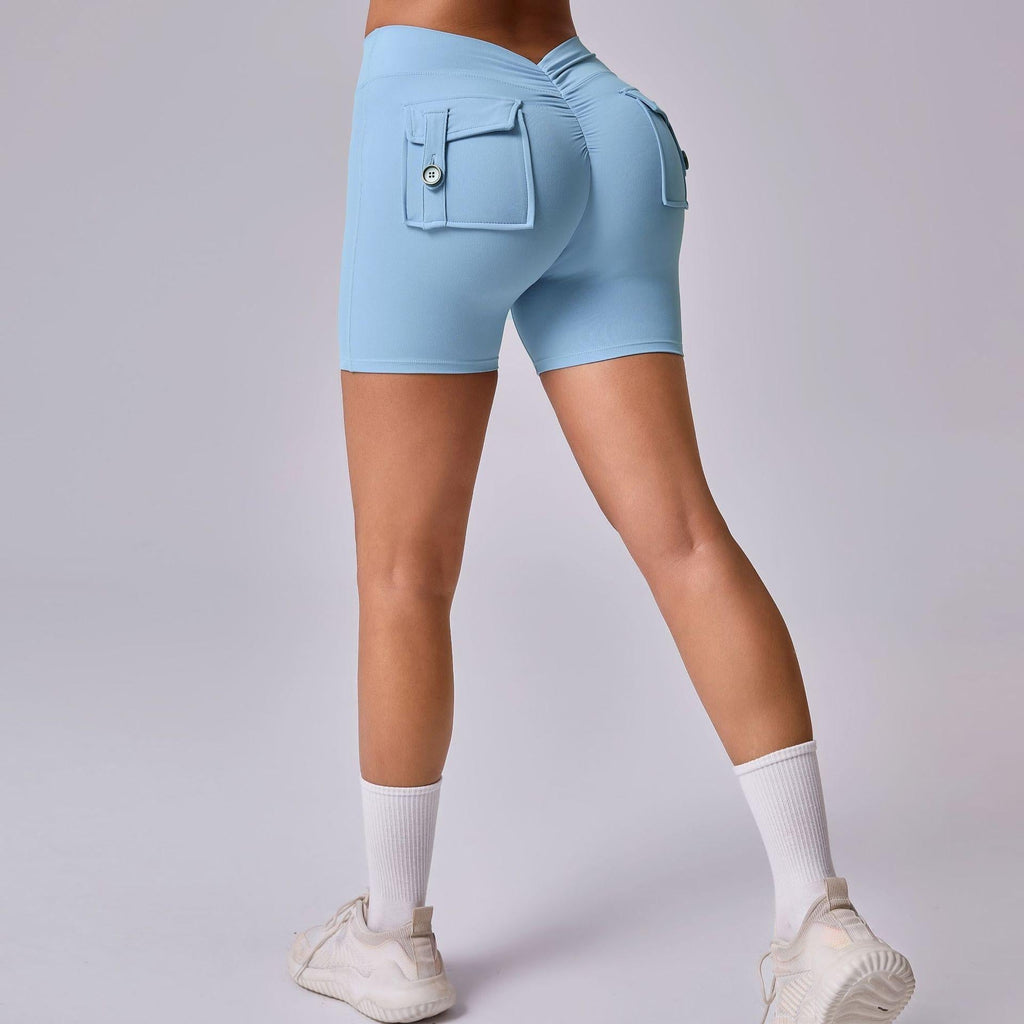 Winona Back Pockets Scrunch Shorts Blue