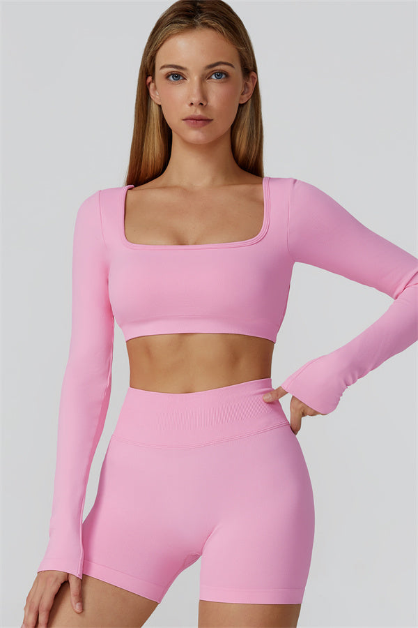 The Reign Long Sleeve Crop Top Shorts 2-Piece Set
