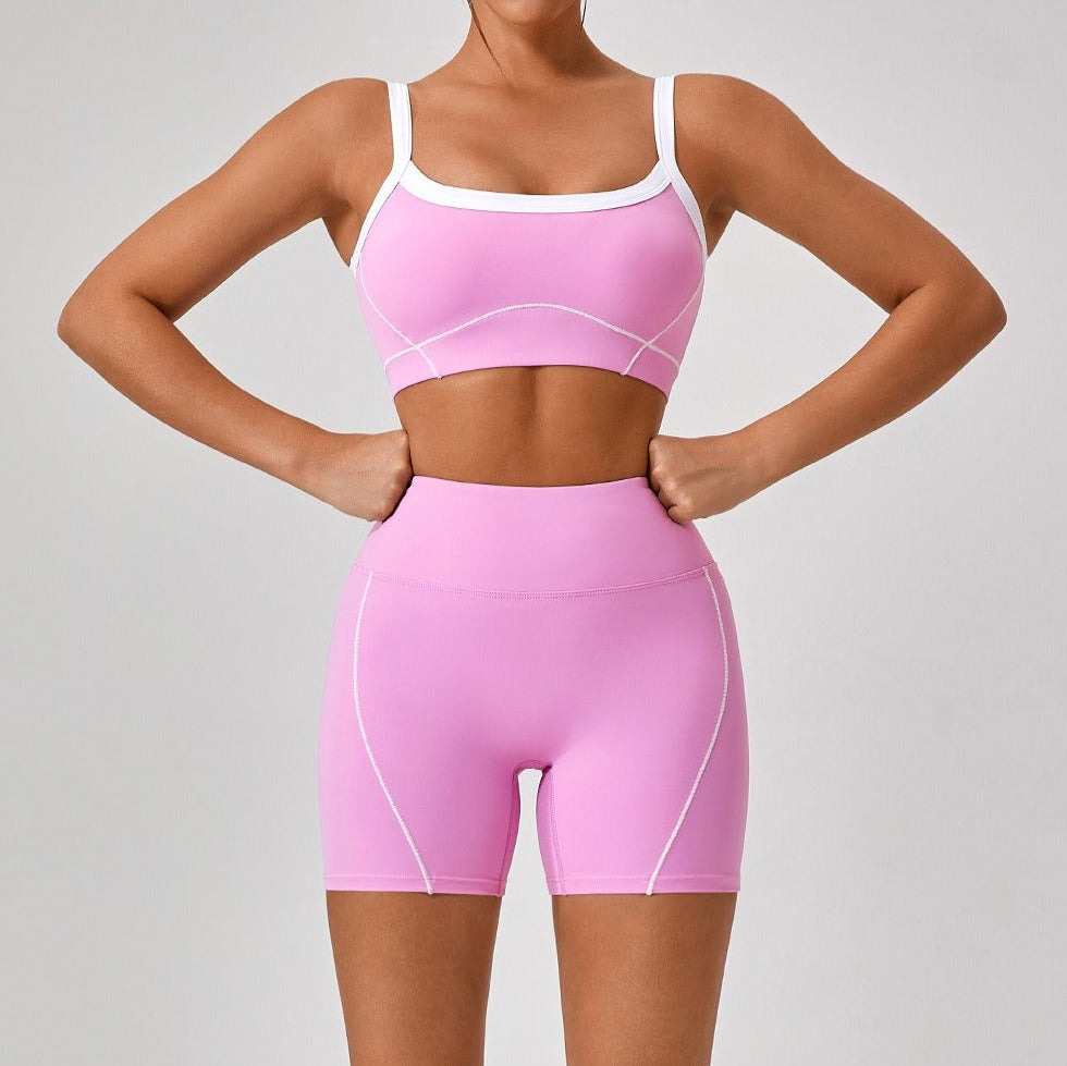 Celeste Panel Crop Top & Shorts Set Pink