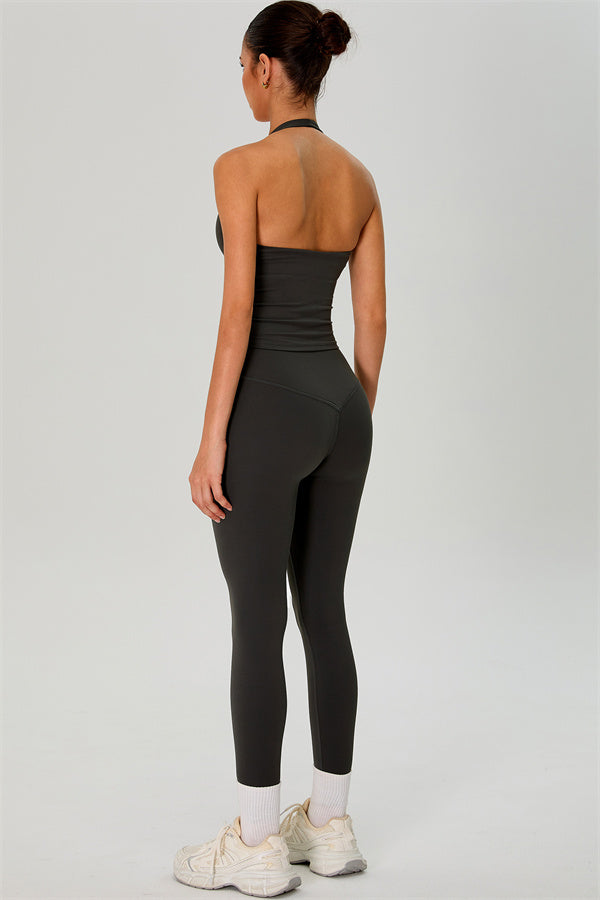 The Solid Halter Tank Top Leggings 2-Piece Set