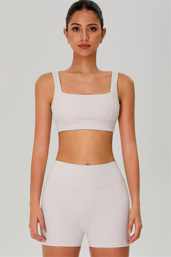 The Jewel Sports Bra Shorts 2-Piece Set Pearl White
