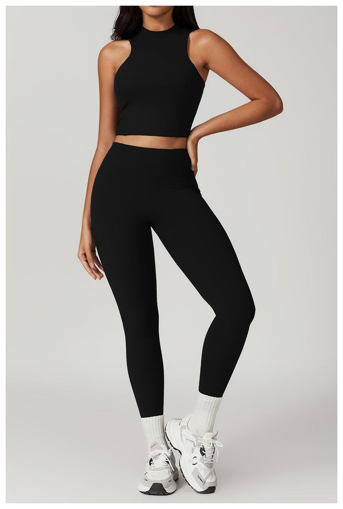 Mira Crop Top & Leggings Set Black