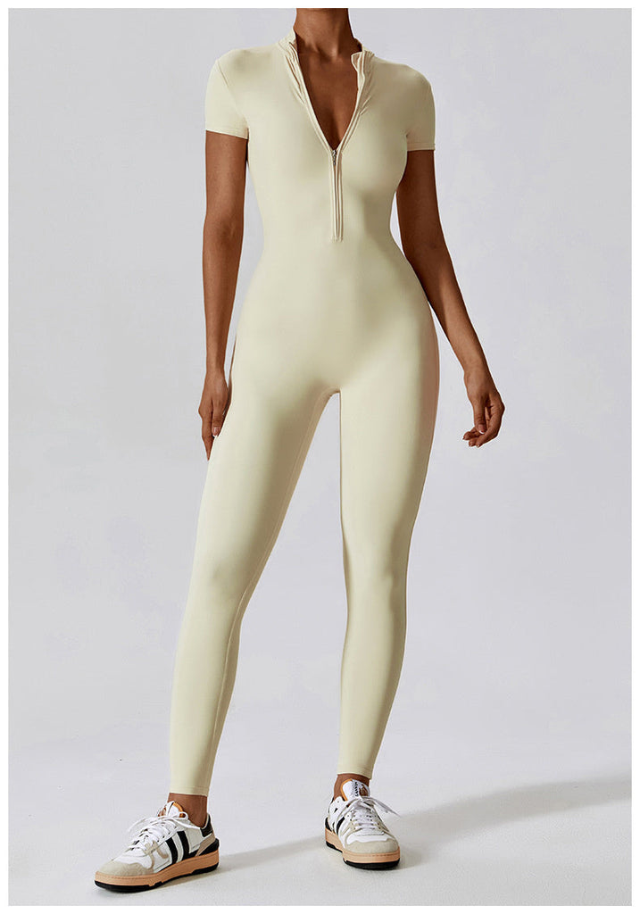 Super Sculpt Short Sleeve Jumpsuit (size down) Cream