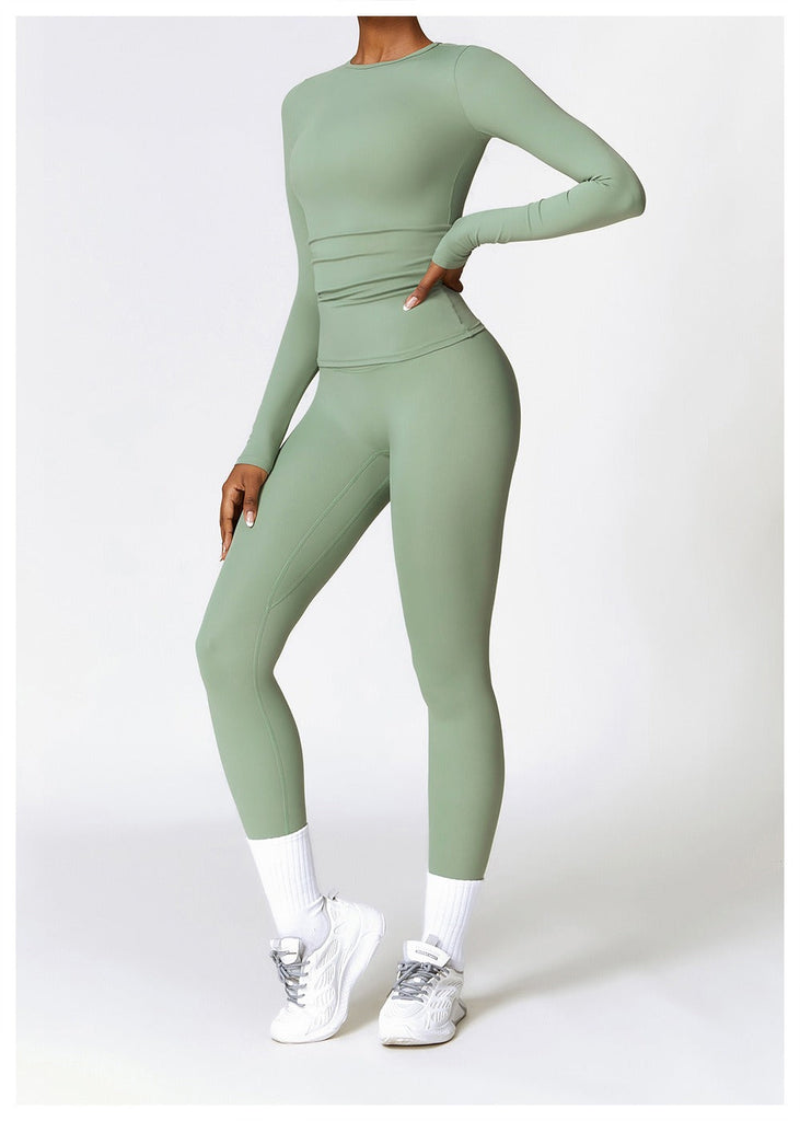 Butter Longsleeve Top & Leggings Set Bamboo green